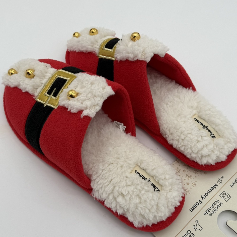 Dearfoams Unisex Mens 9-10 Women's 11-12 Novelty Holiday Christmas Scuff Slipper